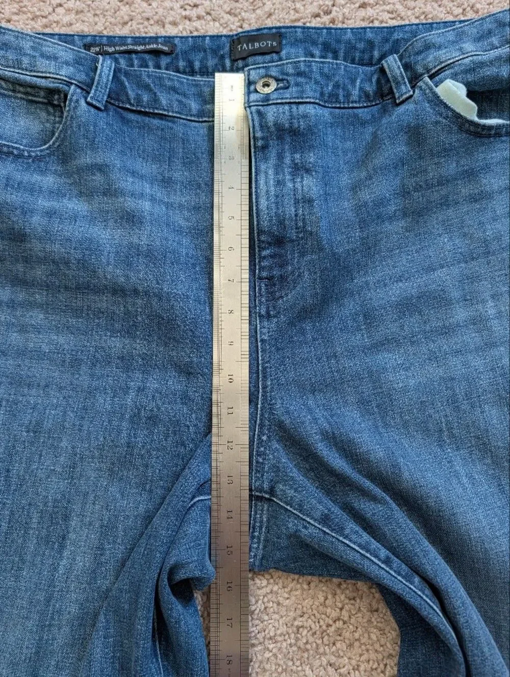 Talbots Womens Stardust Wash Blue Sequin Stripe Straight Leg Jeans Size 22W
